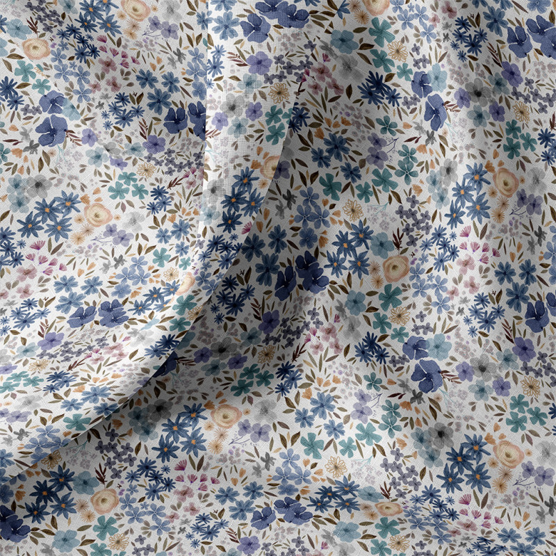 Printed Cotton ROMANE White / Blue